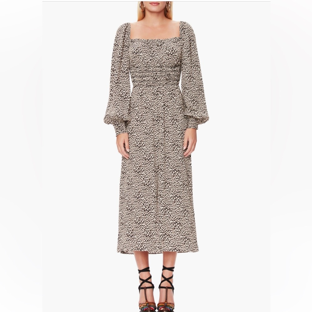 AFRM Miro Leopard Print Long Sleeve Dress